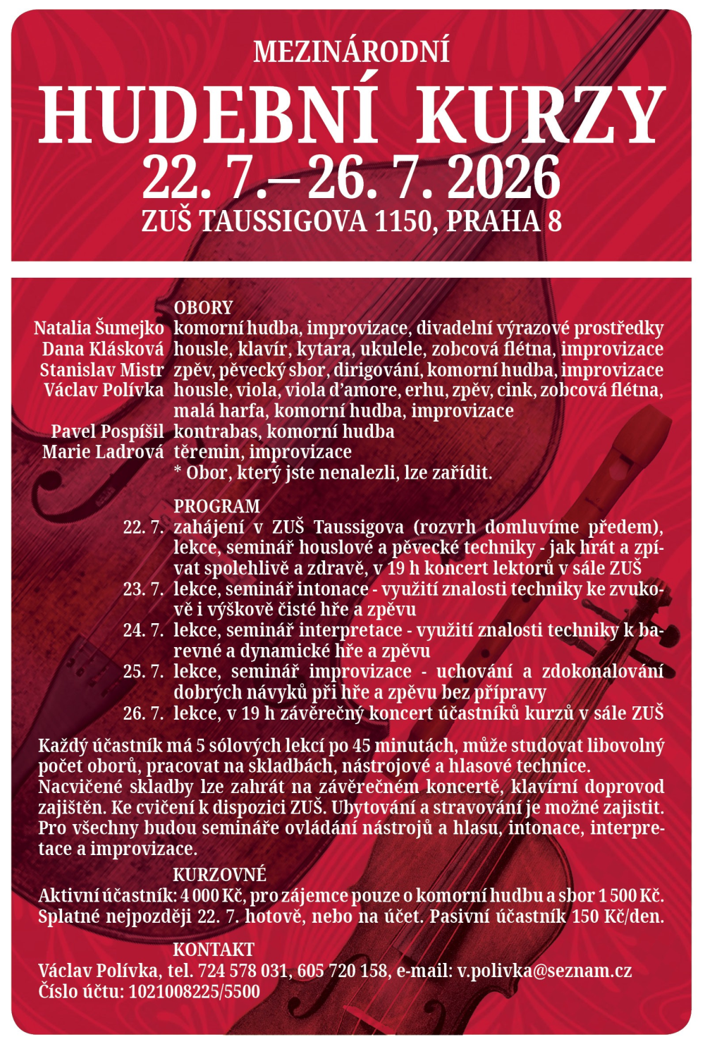 Hudební kurzy 22.7-26.7.2026