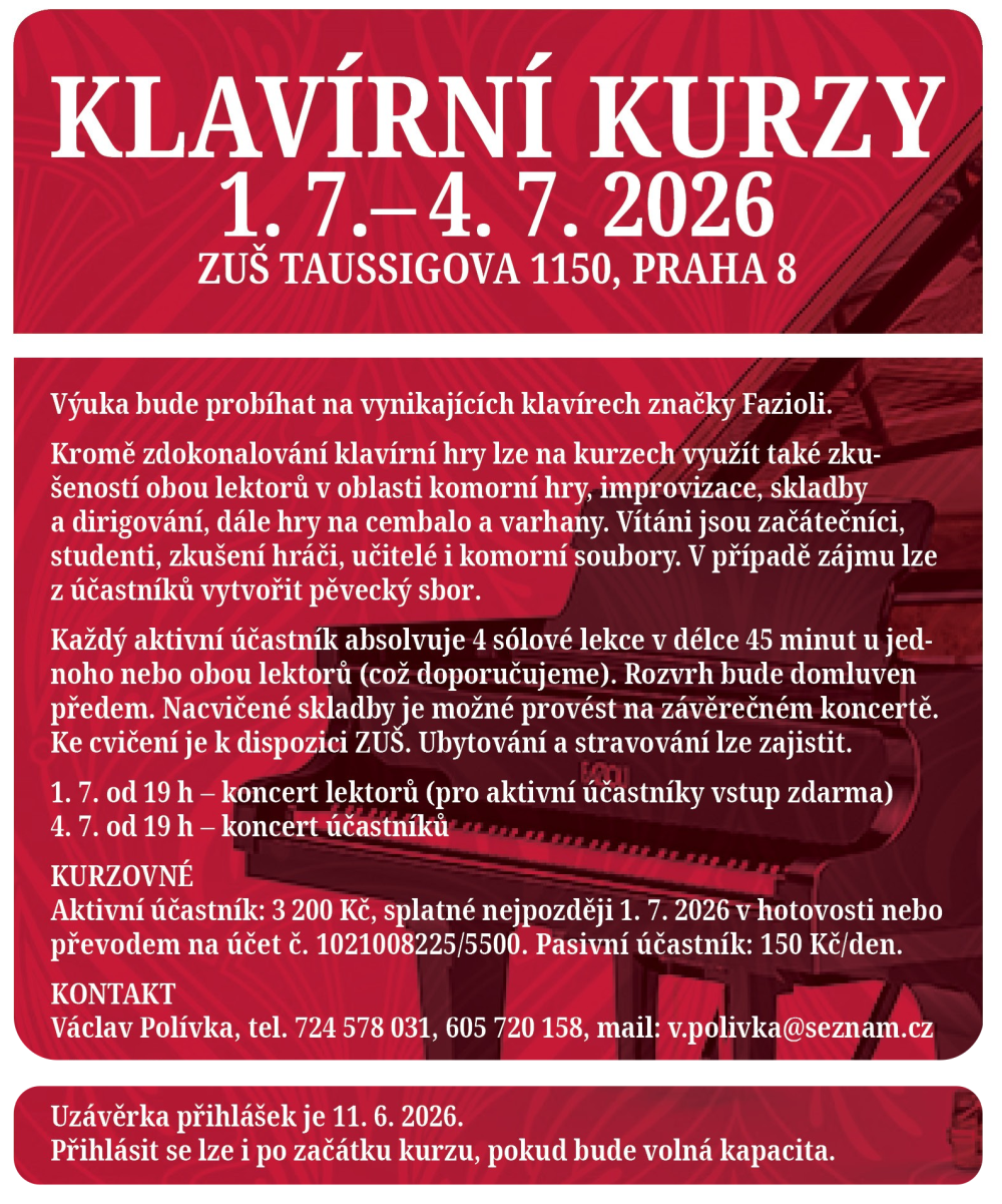Klavírní kurzy 1.7.-4.7.2026